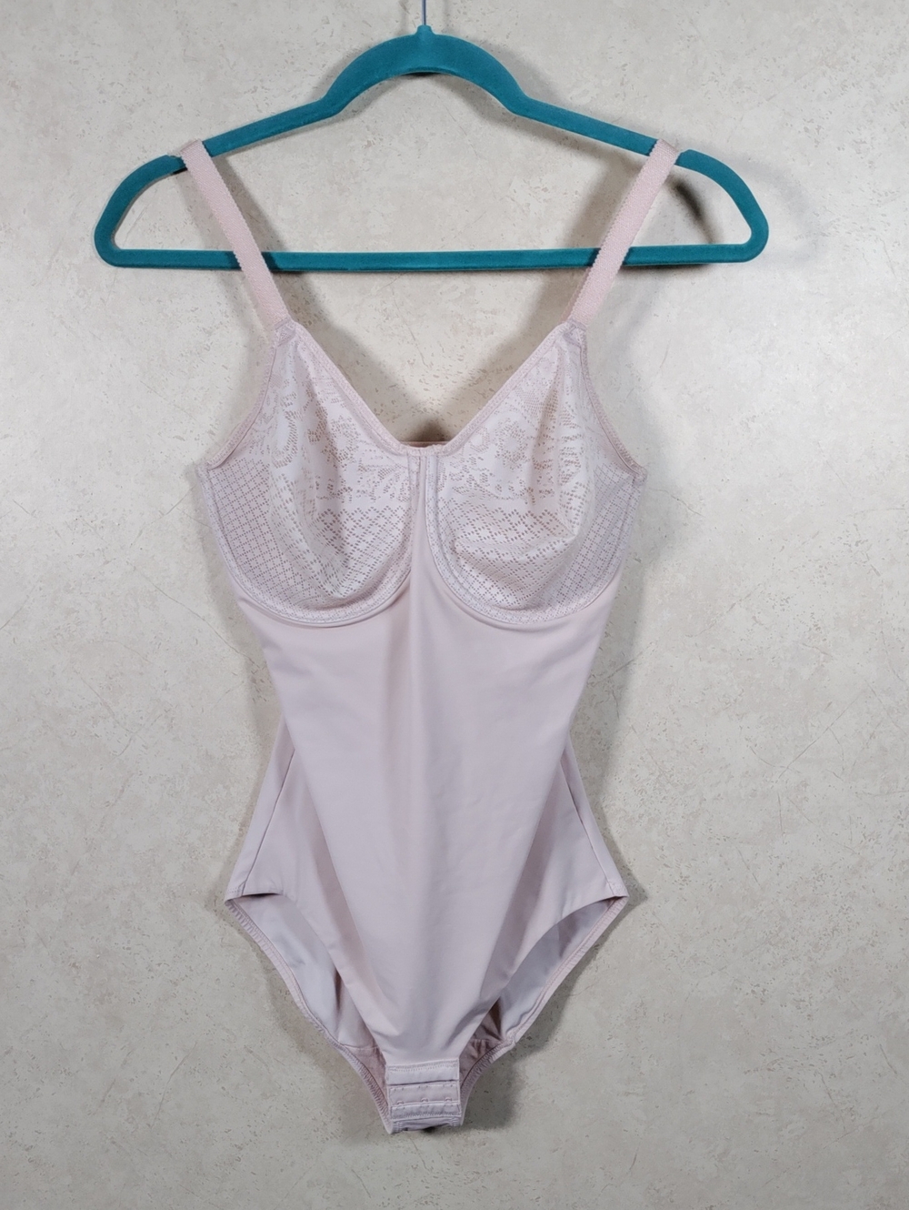 J137 Wacoal Sand Visual Effects Body Briefer W/ Minimizer Bra 34DD NEW